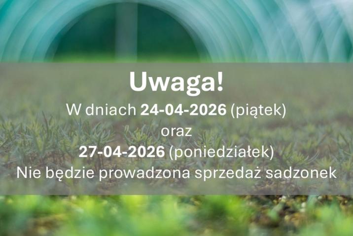 ograniczenie w sprzedaży sadzonek w dniach 24 i 27 kwietnia 2026